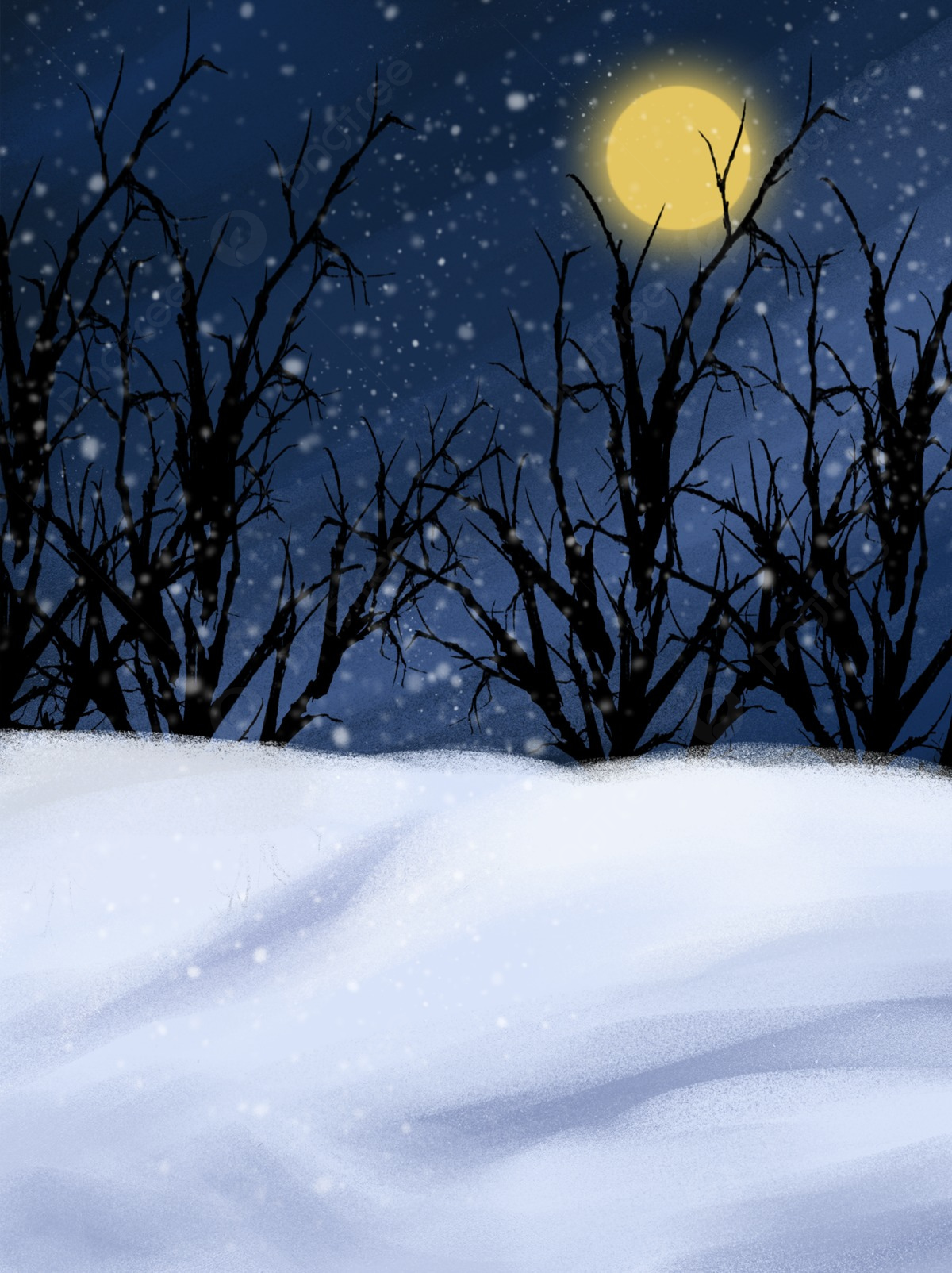 Christmas Snow Day Winter Night Starry Sky Forest Snow Scene Background Material Wallpaper Image For Free Download