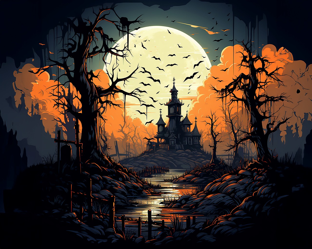 Download Halloween Forest Haunted House Royalty Free Stock Illustration Image