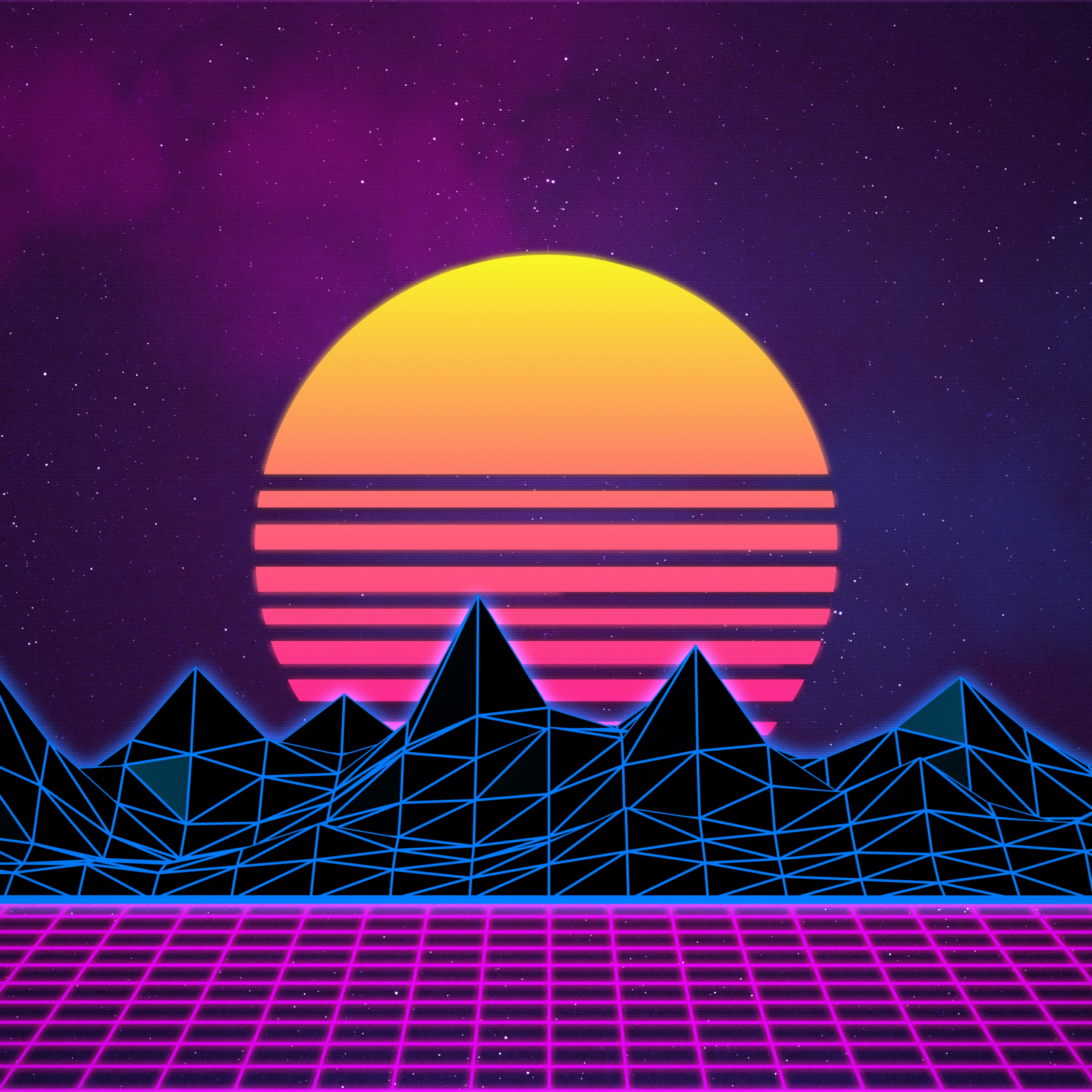 Retrowave Wallpaper 4K, Synthwave, Vaporwave, Digital Art