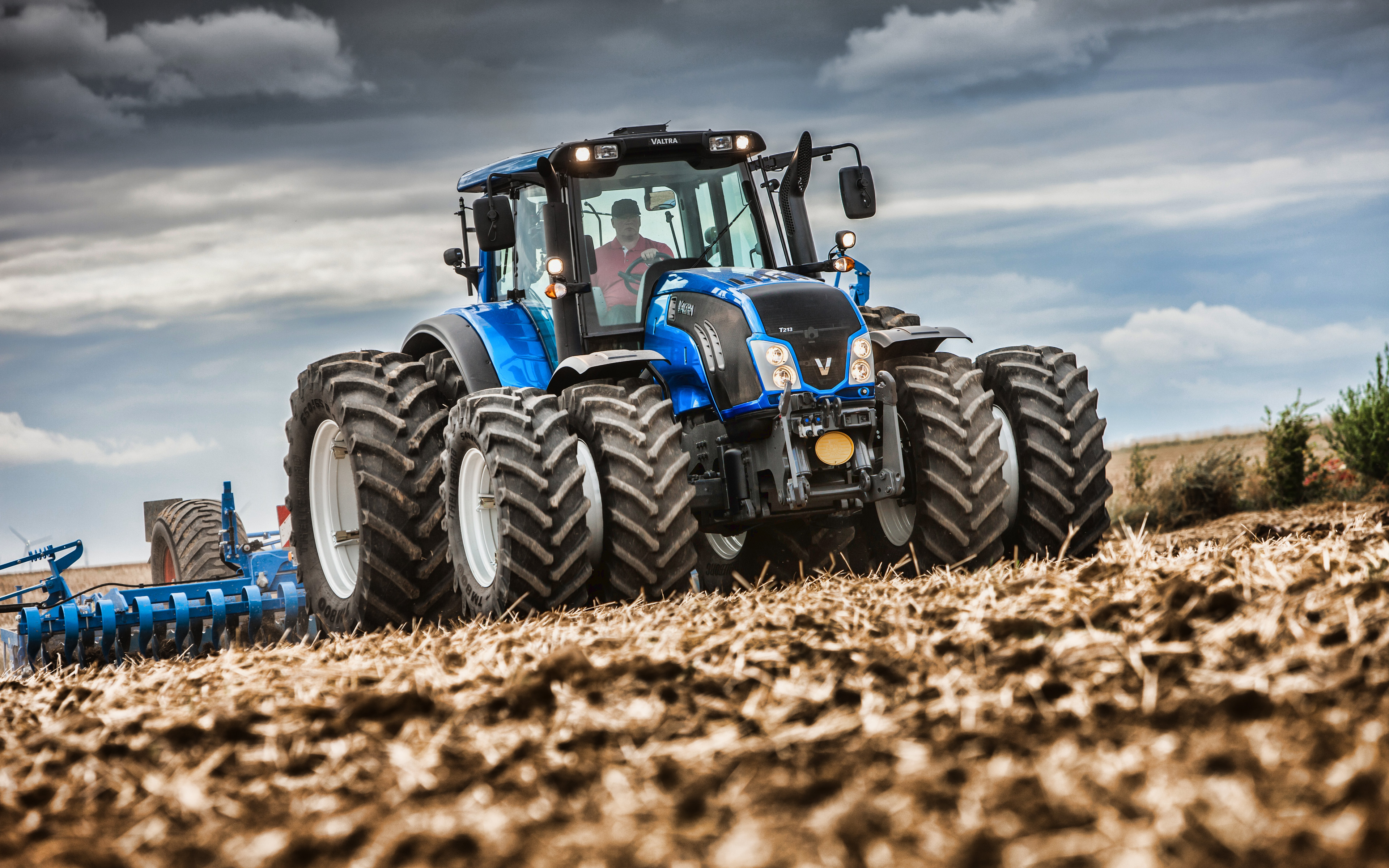 Download Wallpaper Valtra T213, 4k, Plowing Field, 2019 Tractors, Valtra T Series, Agricultural Machinery, HDR, Agriculture, Blue Tractor, Harvest, Tractor In The Field, Valtra For Desktop With Resolution 3840x2400. High Quality HD Picture