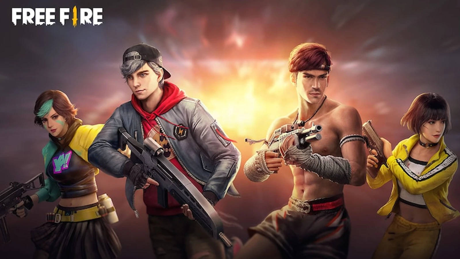 Download Free Fire Banner With Characters Wallpaper