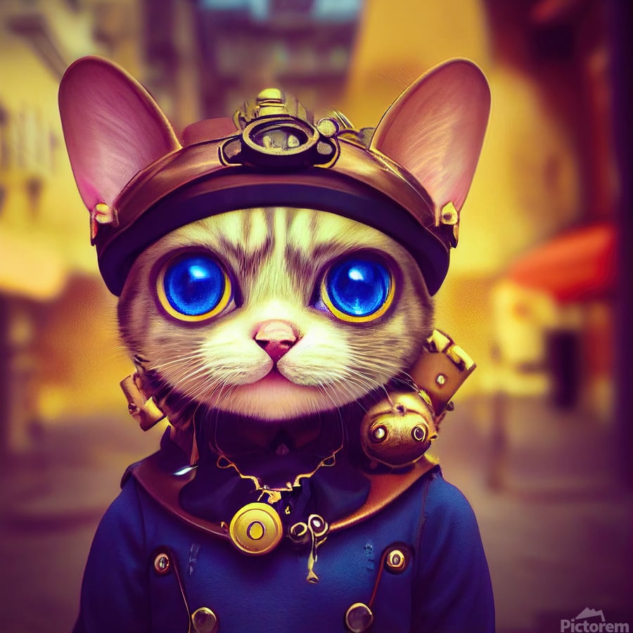 Steampunk Animal 17 Cute Cat Portrait