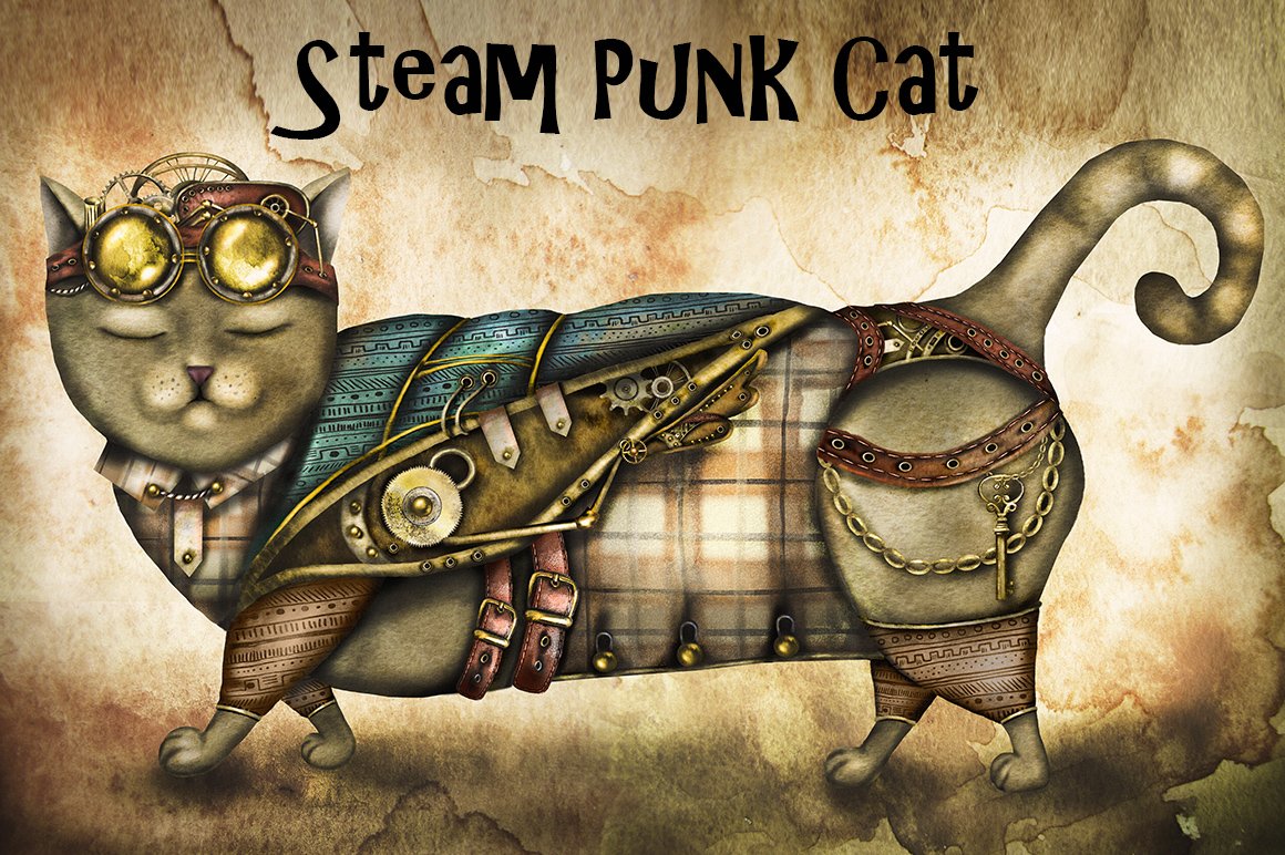 Steam Punk Cat. Illustrations Creative Market