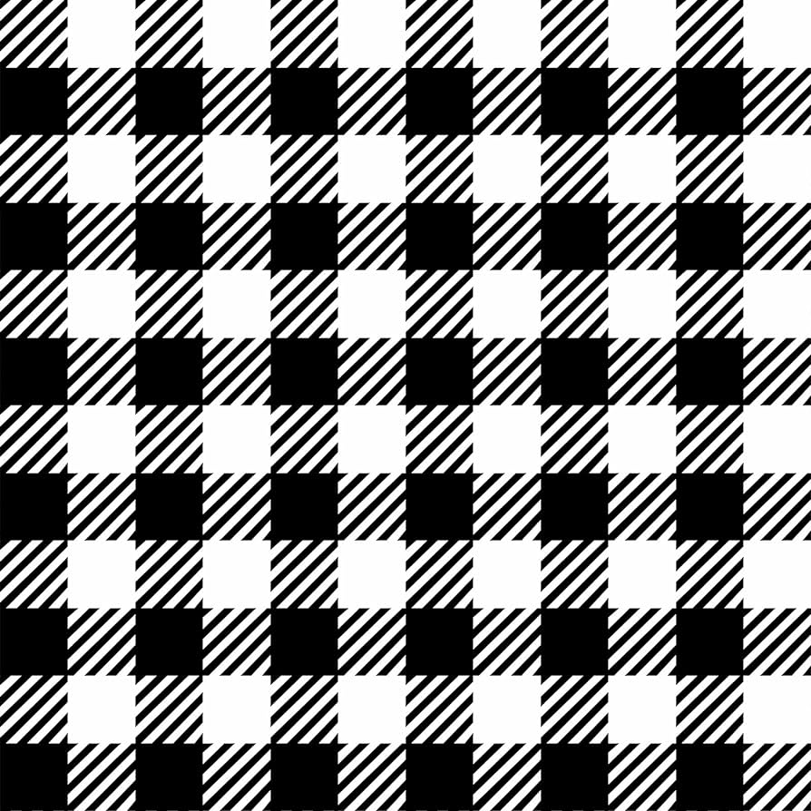 JiffDiff Farmhouse Plaid Peel and Stick Wallpaper White and Black Wallpaper Picnic Plaid Wallpaper Covering 14 sq.ft, 17.32x118.11
