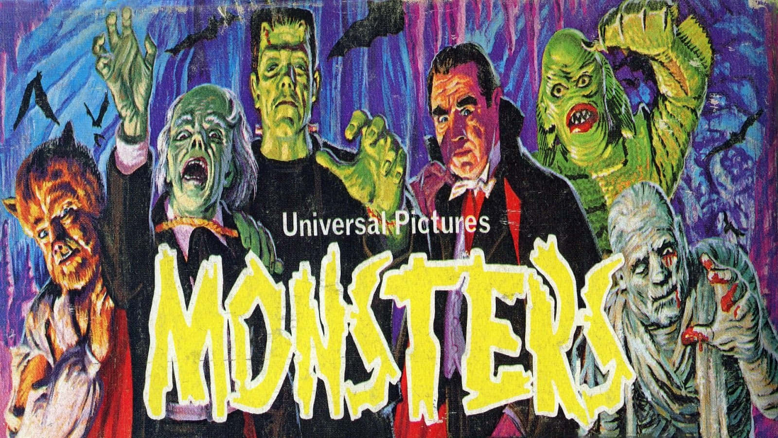 Download Colored Poster Of Universal Monsters Desktop Wallpaper