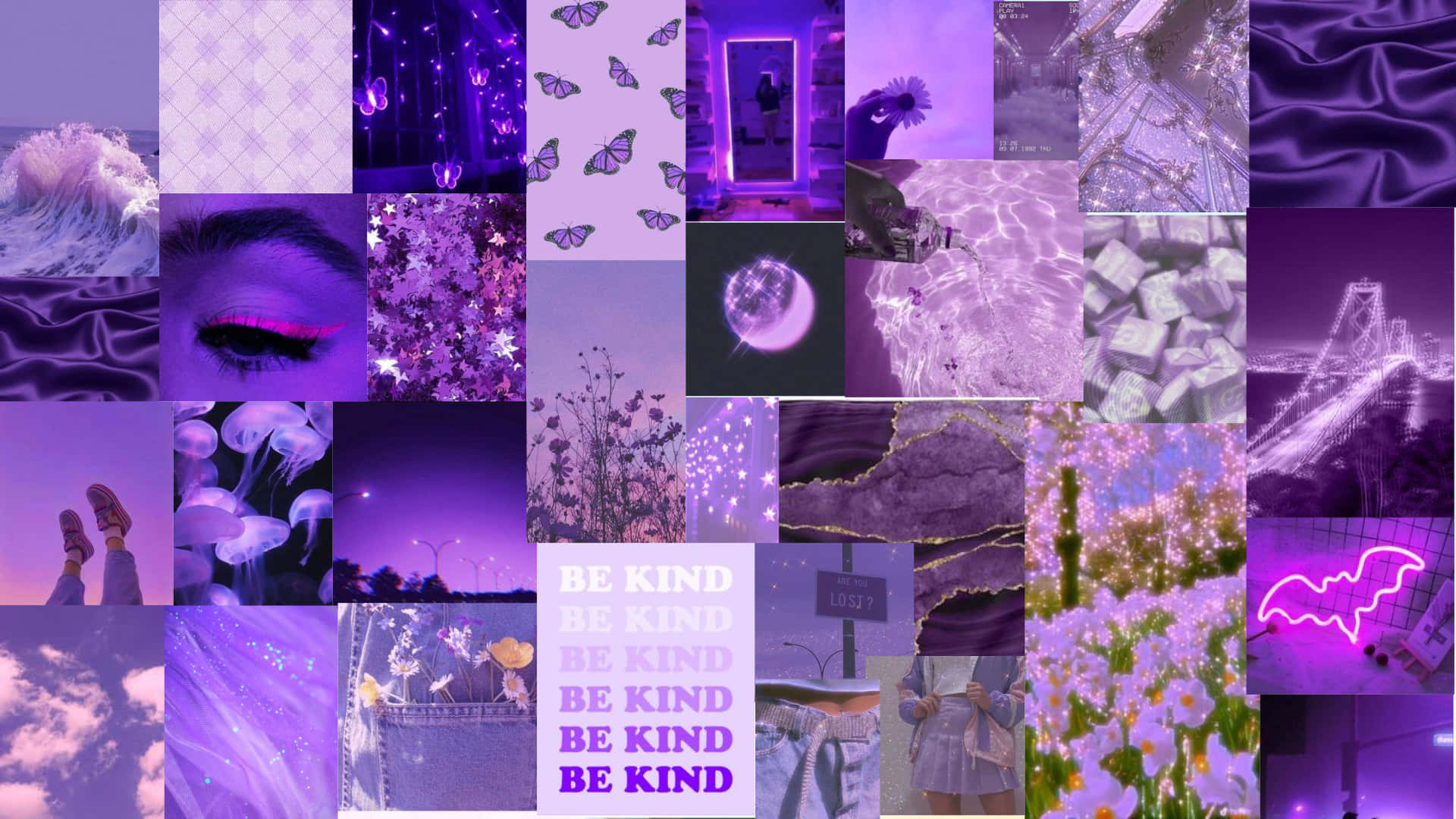 Download A Vibrant Array of Colors in a Purple Aesthetic Collage Wallpaper
