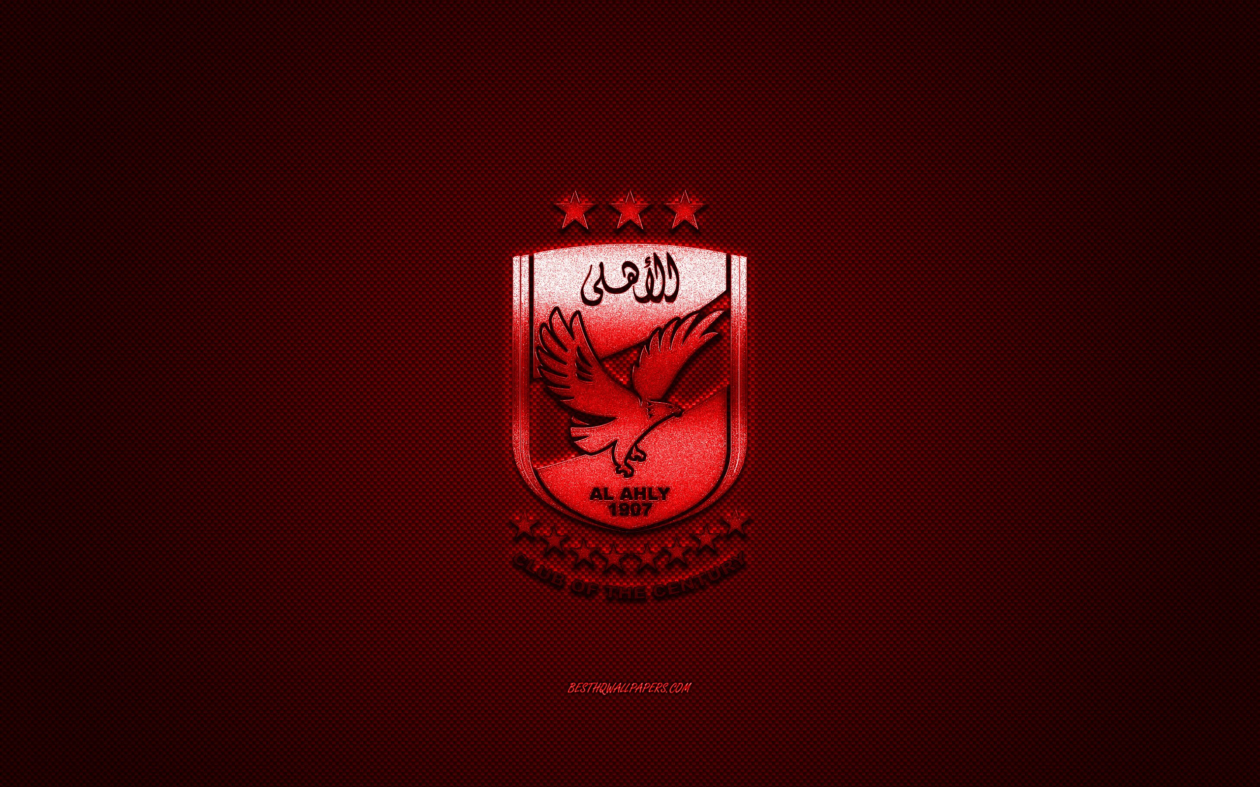 Download wallpaper Al Ahly SC, Egyptian football club, red logo, red carbon fiber background, Egyptian Premier League, football, Cairo, Egypt, Al Ahly SC logo for desktop with resolution 2560x1600. High Quality HD