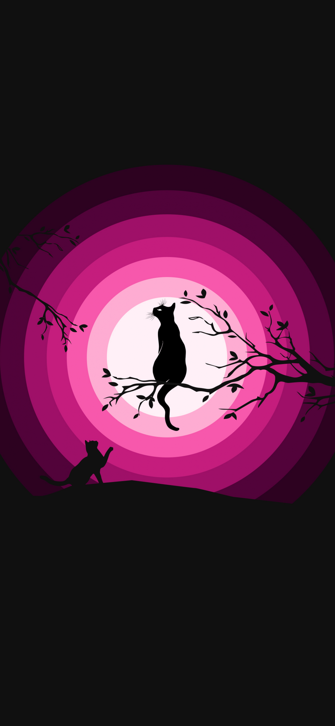 Cats Wallpaper 4K, Moon, Pink, Silhouette