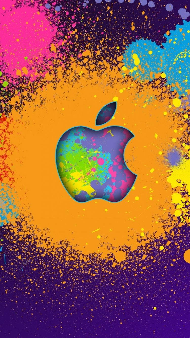 Download Color Splash Art Apple Logo iPhone Wallpaper