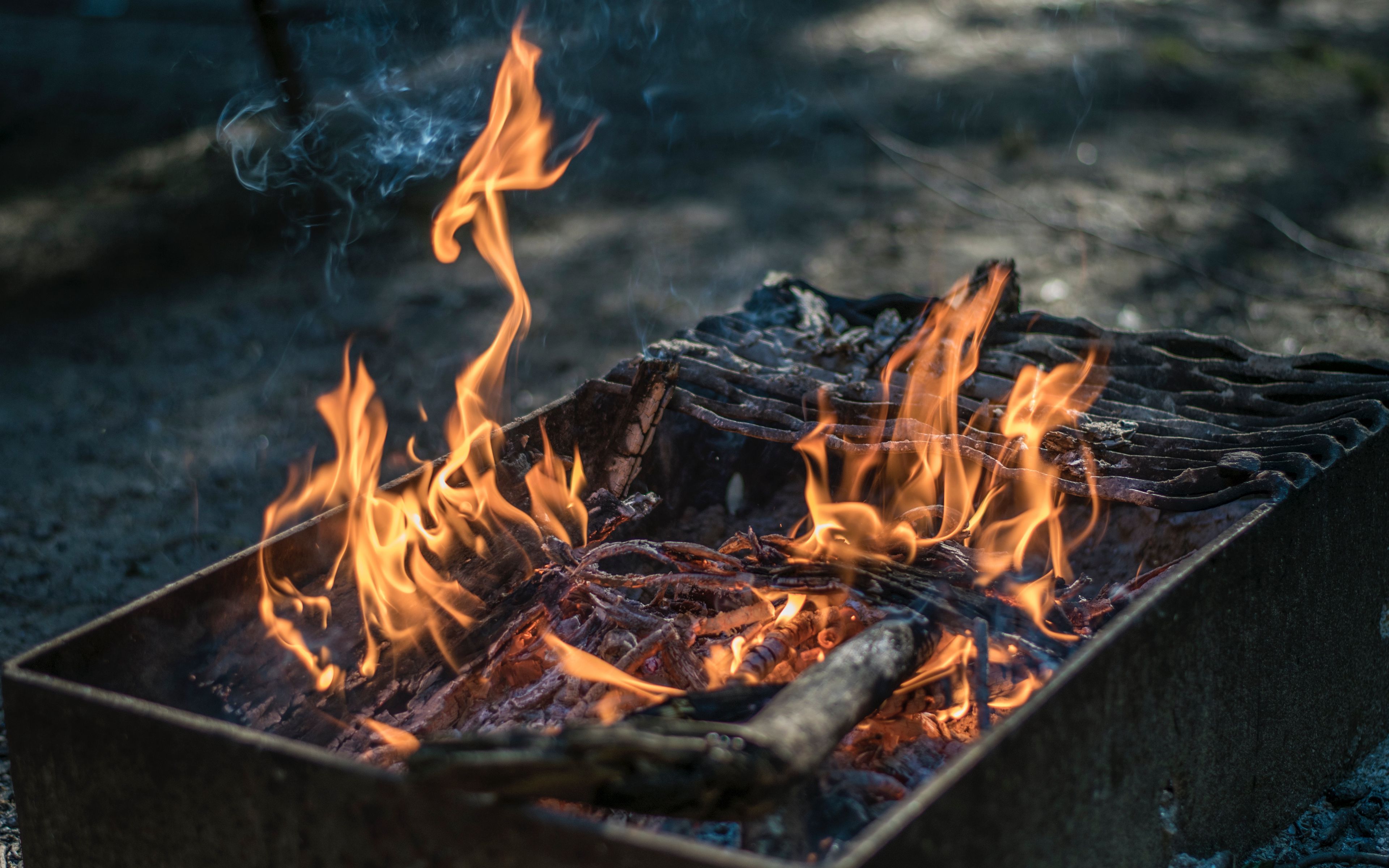 Download wallpaper 3840x2400 fire, barbecue, bonfire, firewood 4k ultra HD 16:10 HD background
