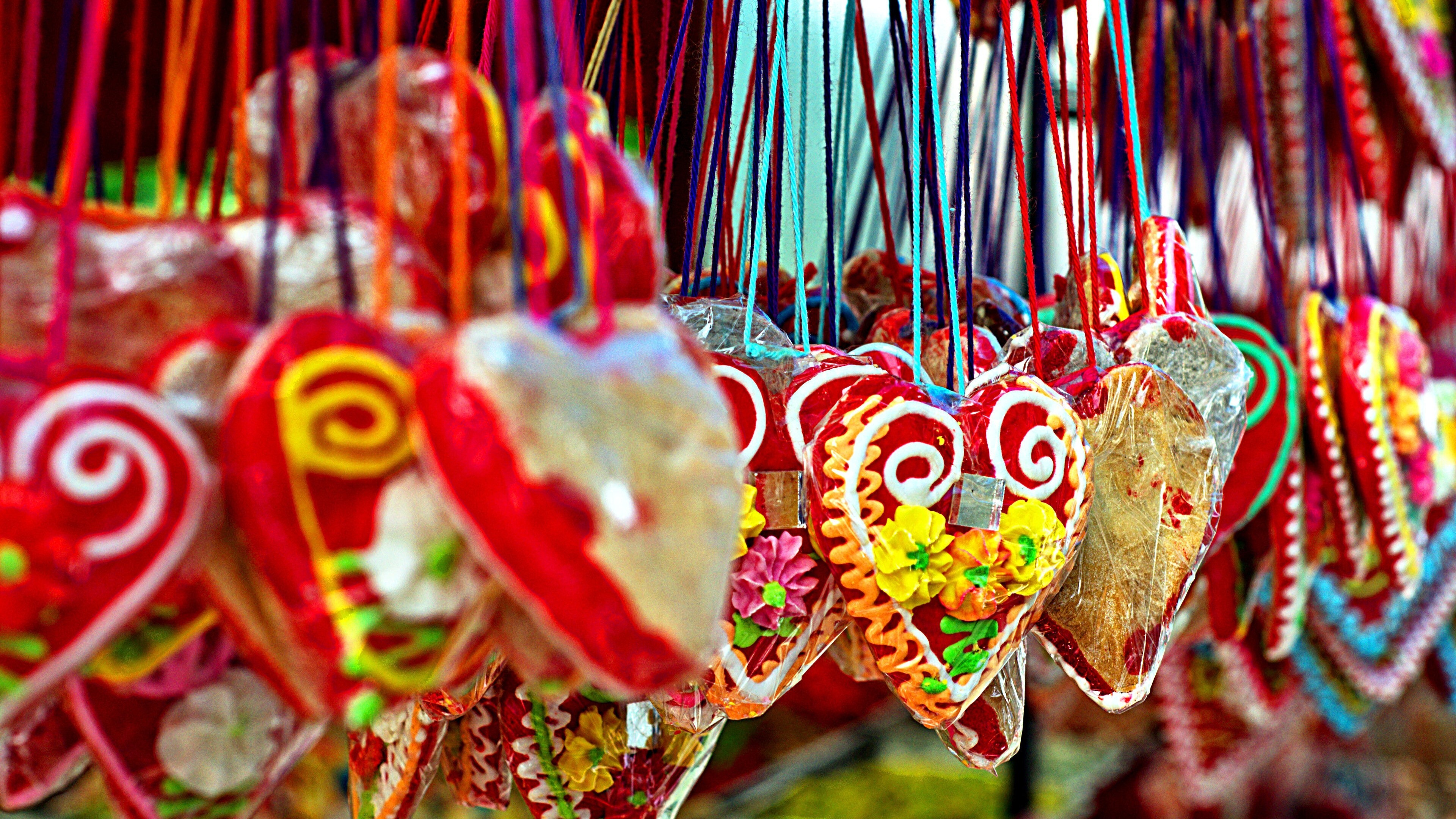 Colorful Heart Sweets 4K Wallpaper