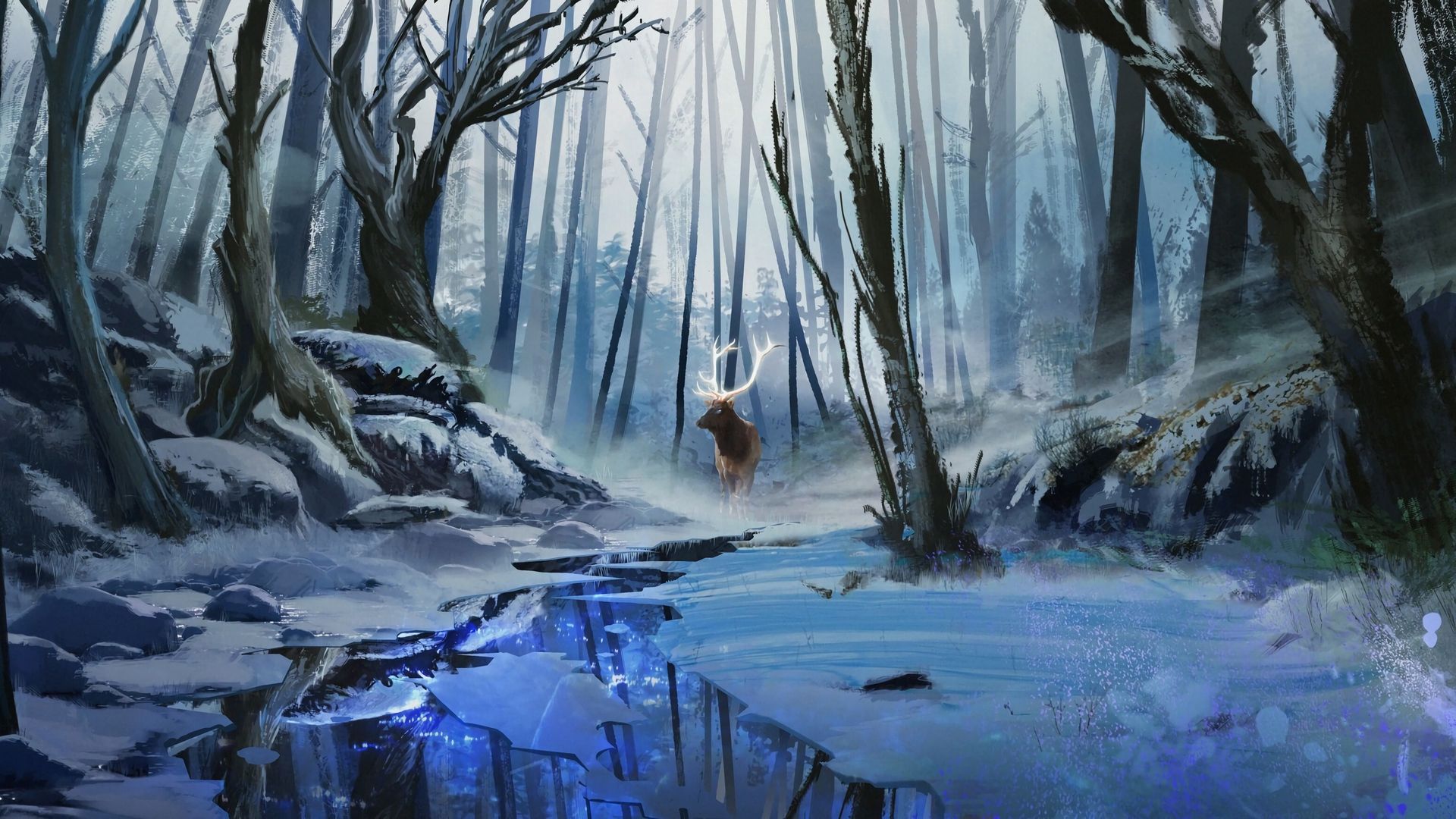 Fantasy animals. Winter art, Forest wallpaper, Winter forest