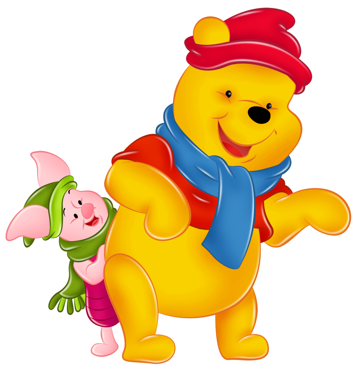 Winnie the Pooh and Piglet with Winter Hats​-Quality Free Image and Transparent PNG Clipart