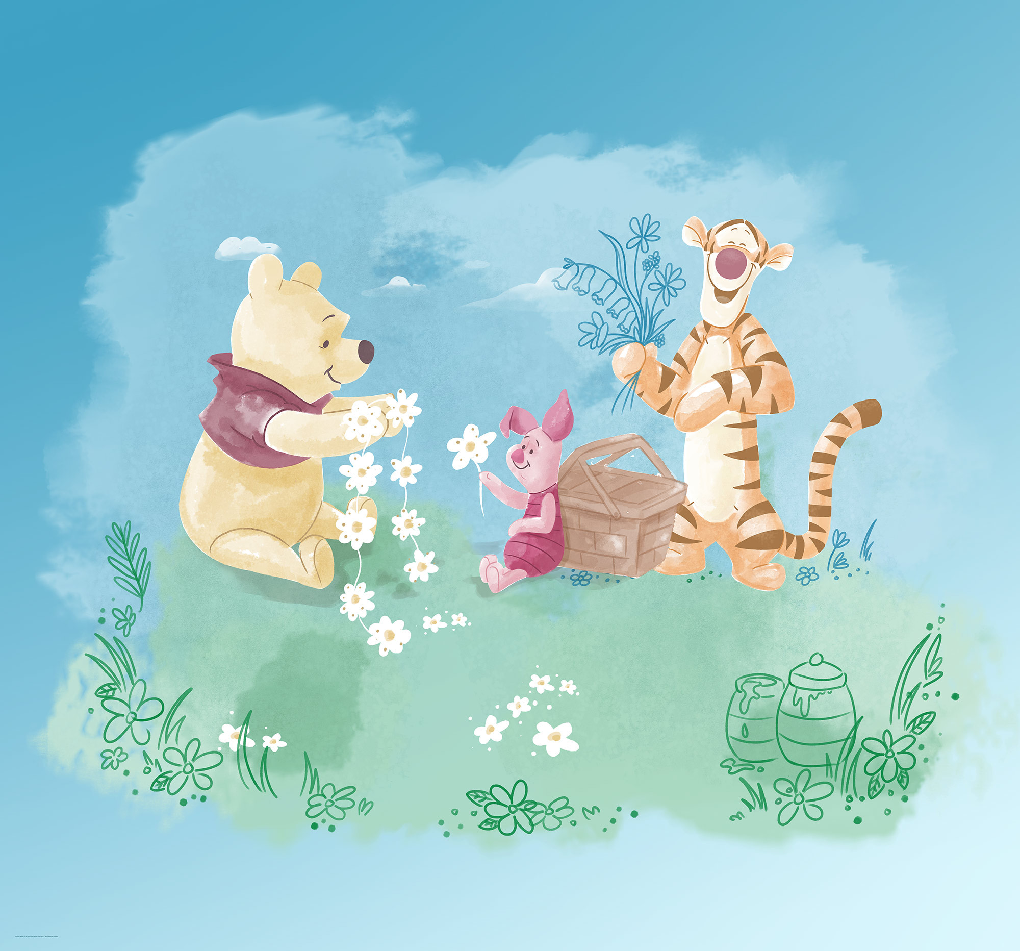Non Woven Photomural Winnie Pooh Picnic (DX6 033) From Disney