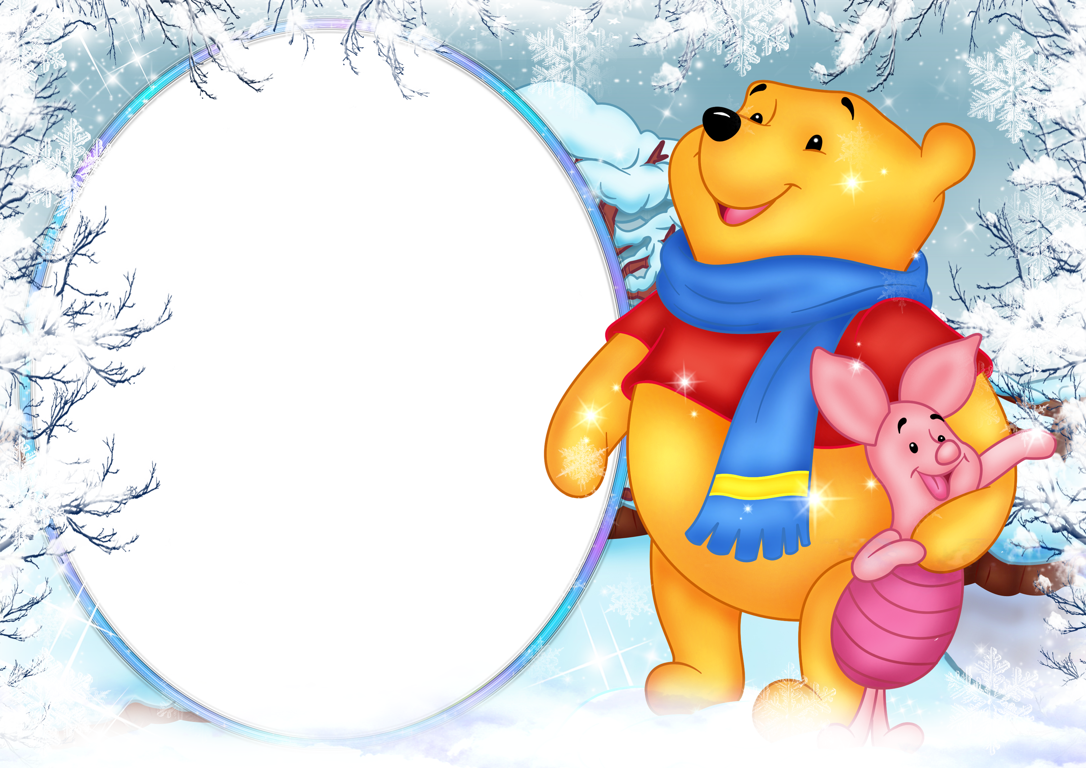 Winnie the Pooh Winter Holiday PNG Photo Frame​-Quality Free Image and Transparent PNG Clipart