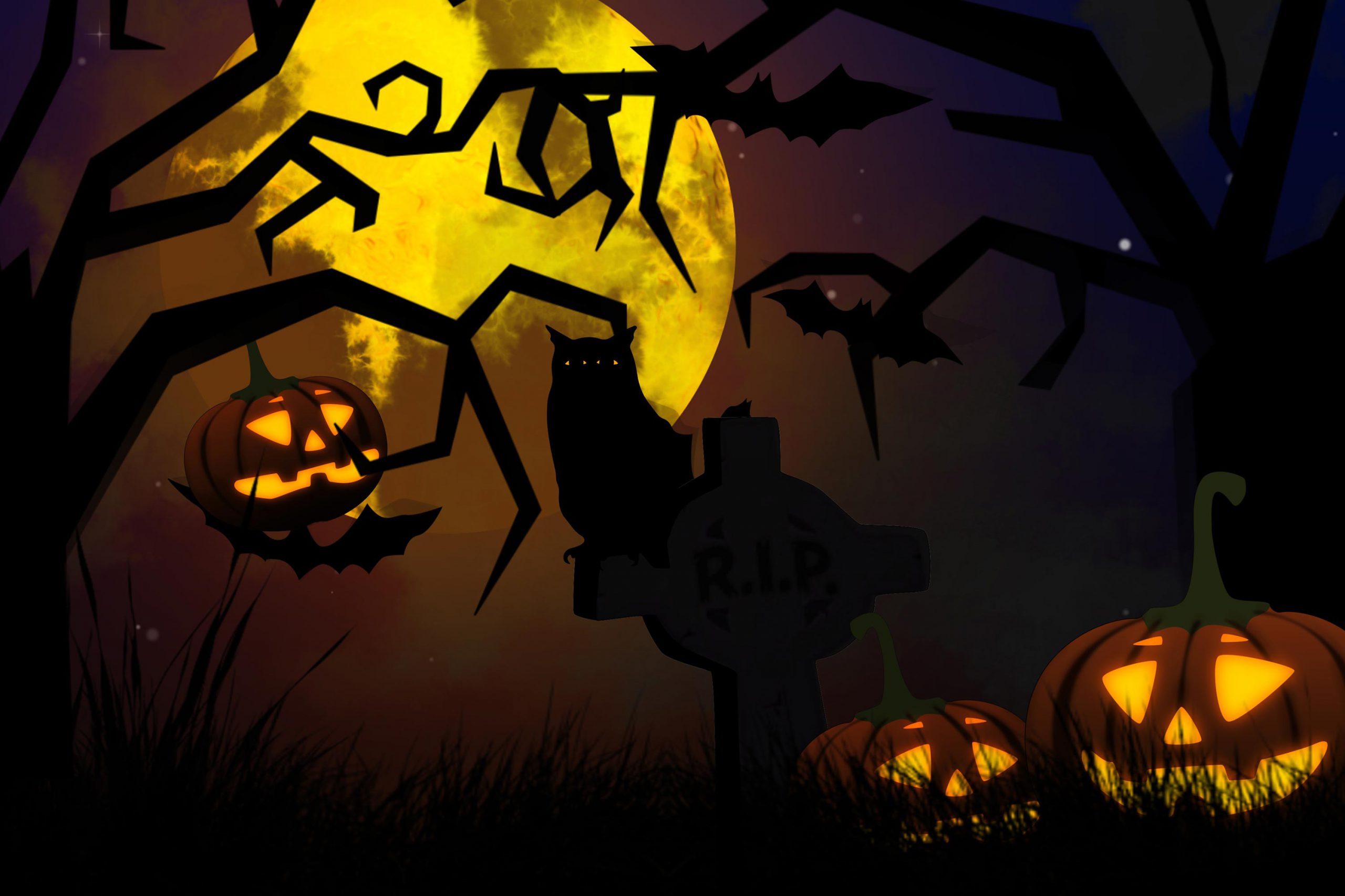 Scary Halloween Wallpaper 2021 HD, Background, Pumpkins, Witches, Bats & Ghosts