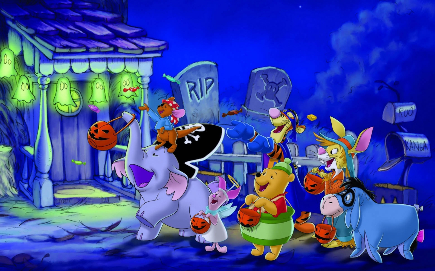 Halloween Winnie the Pooh Friends 1440 x 900 widescreen Wallpaper