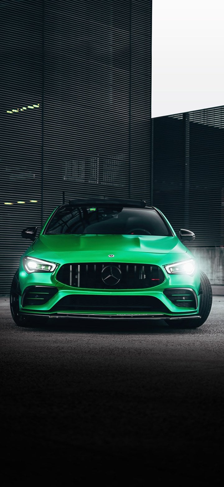 Mercedes Parked In Front Of A Building 4K phone wallpaper [2610x5655] and [1080x2340]