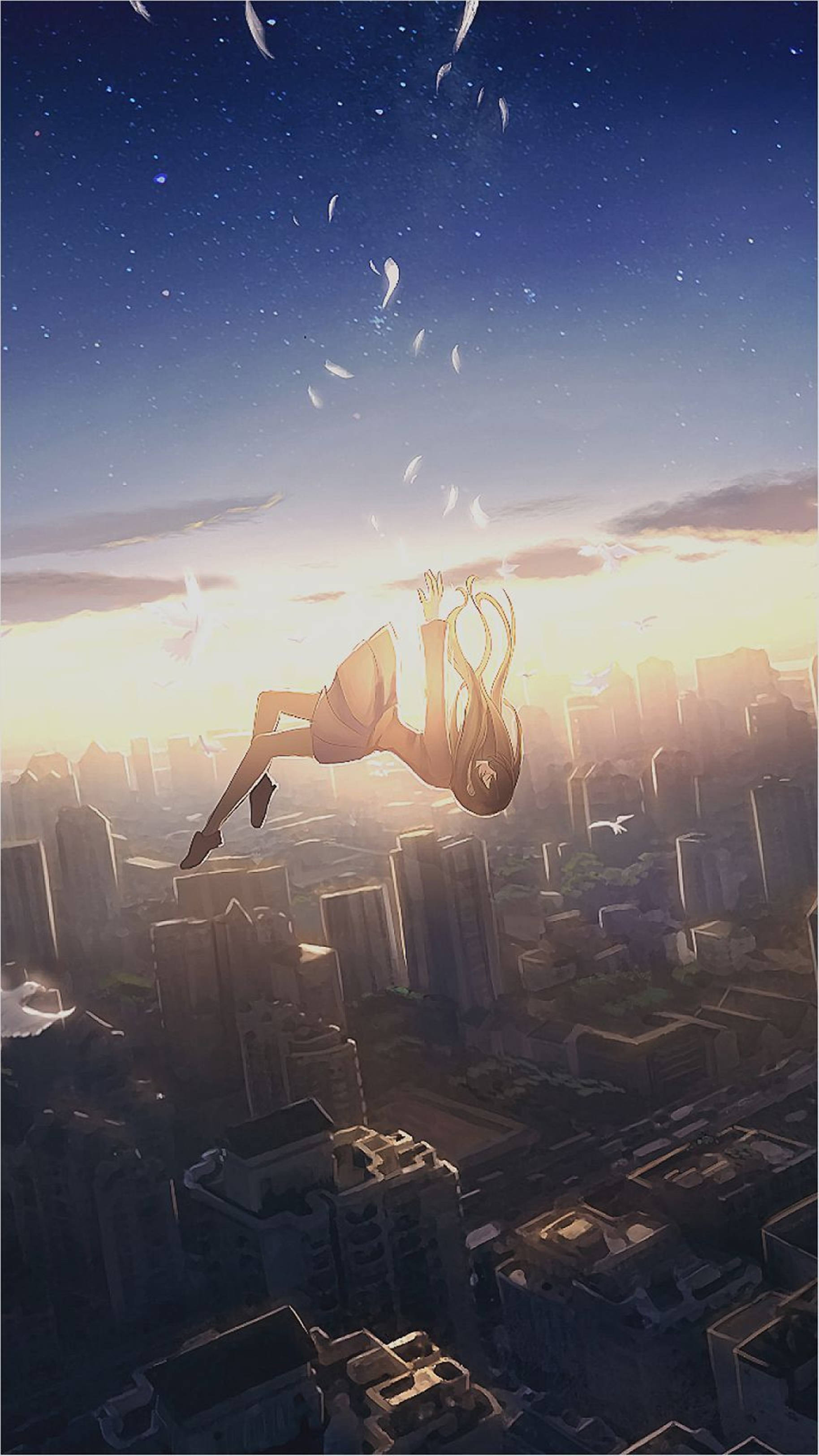 Download 4K Anime IPhone Falling City