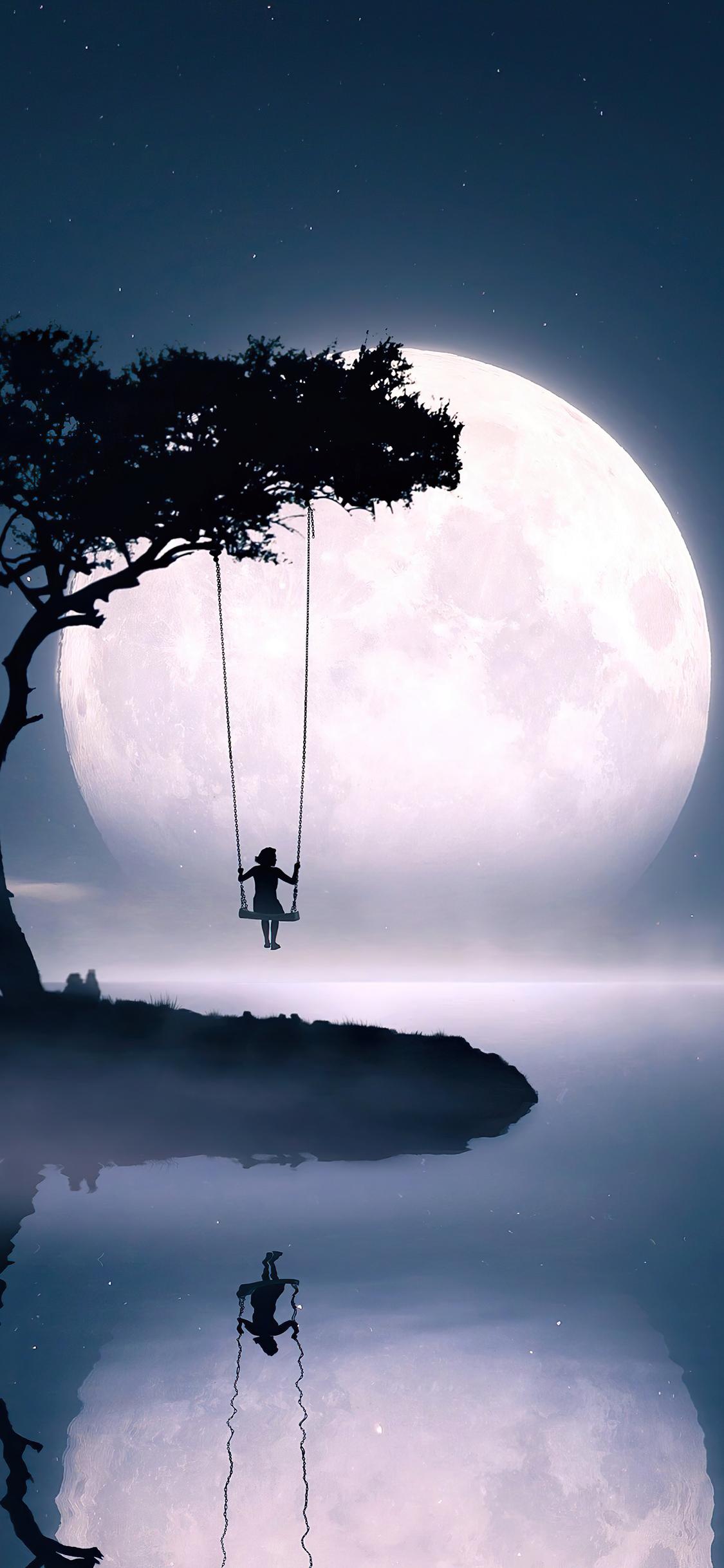 Swing Moon Girl Alone iPhone