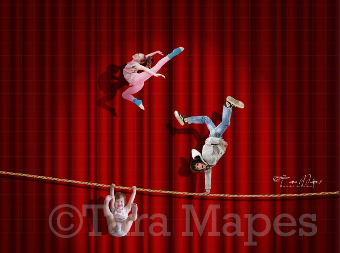 Circus Digital Backdrop Circus Curtain With Tightrope