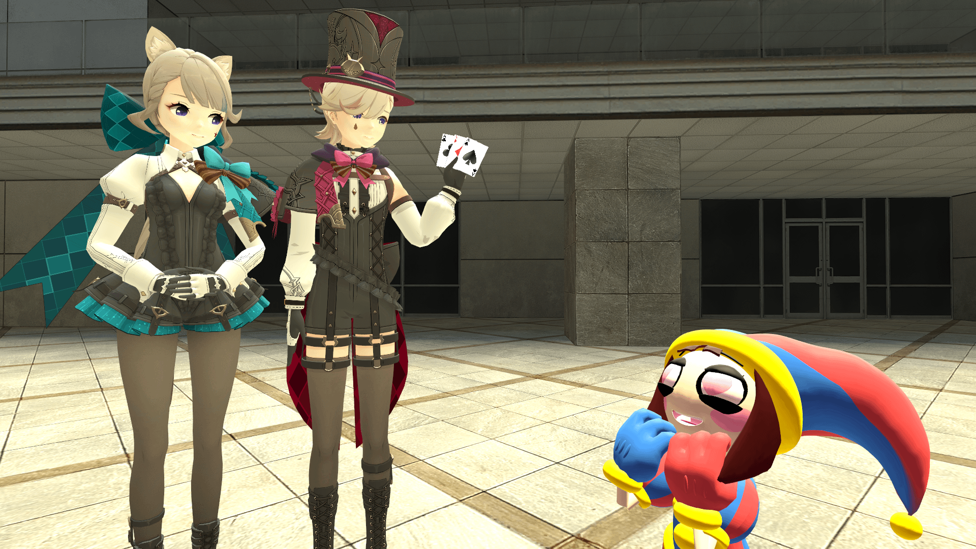 Pomni meets Lyney and Lynette (The Amazing Digital Circus and Genshin Impact Crossover for Gooseworx and Fontaine)