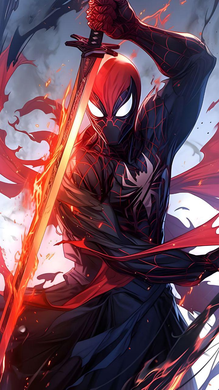 Spiderman With Sword Wallpaper 4K Android And IPhone