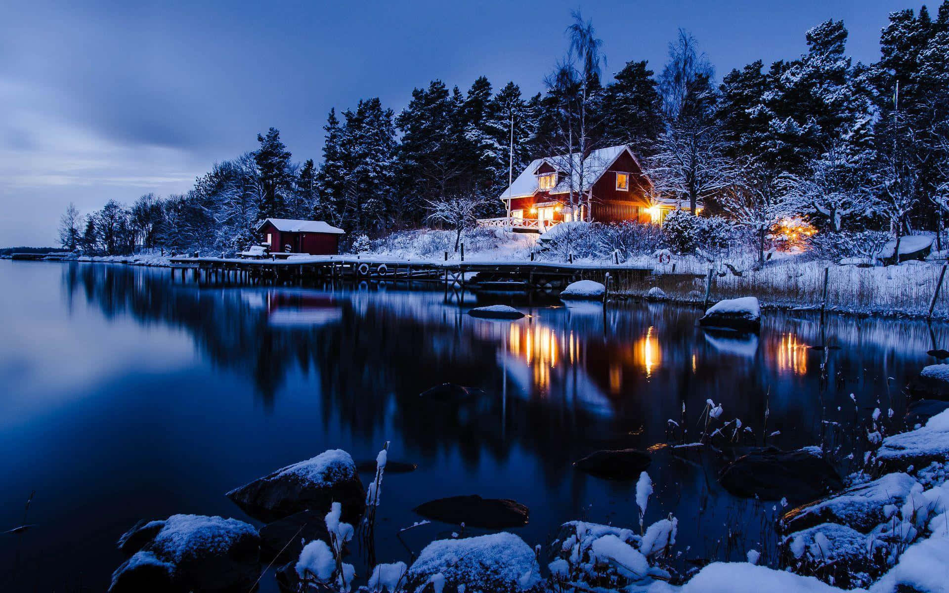 Download Feel the tranquility of a beautiful night during the winter season Wallpaper