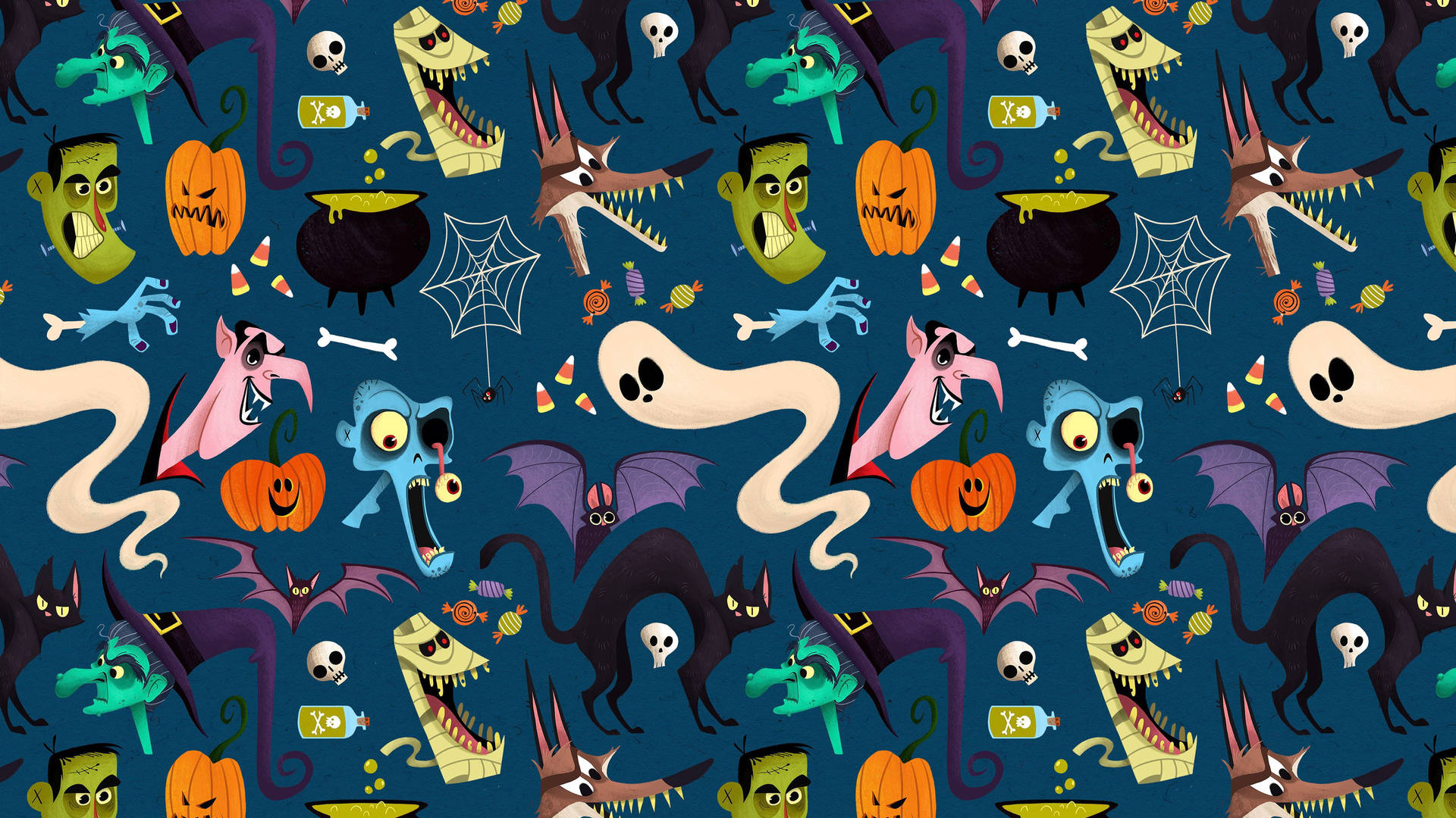 Download Monsters Cute Halloween Desktop Wallpaper