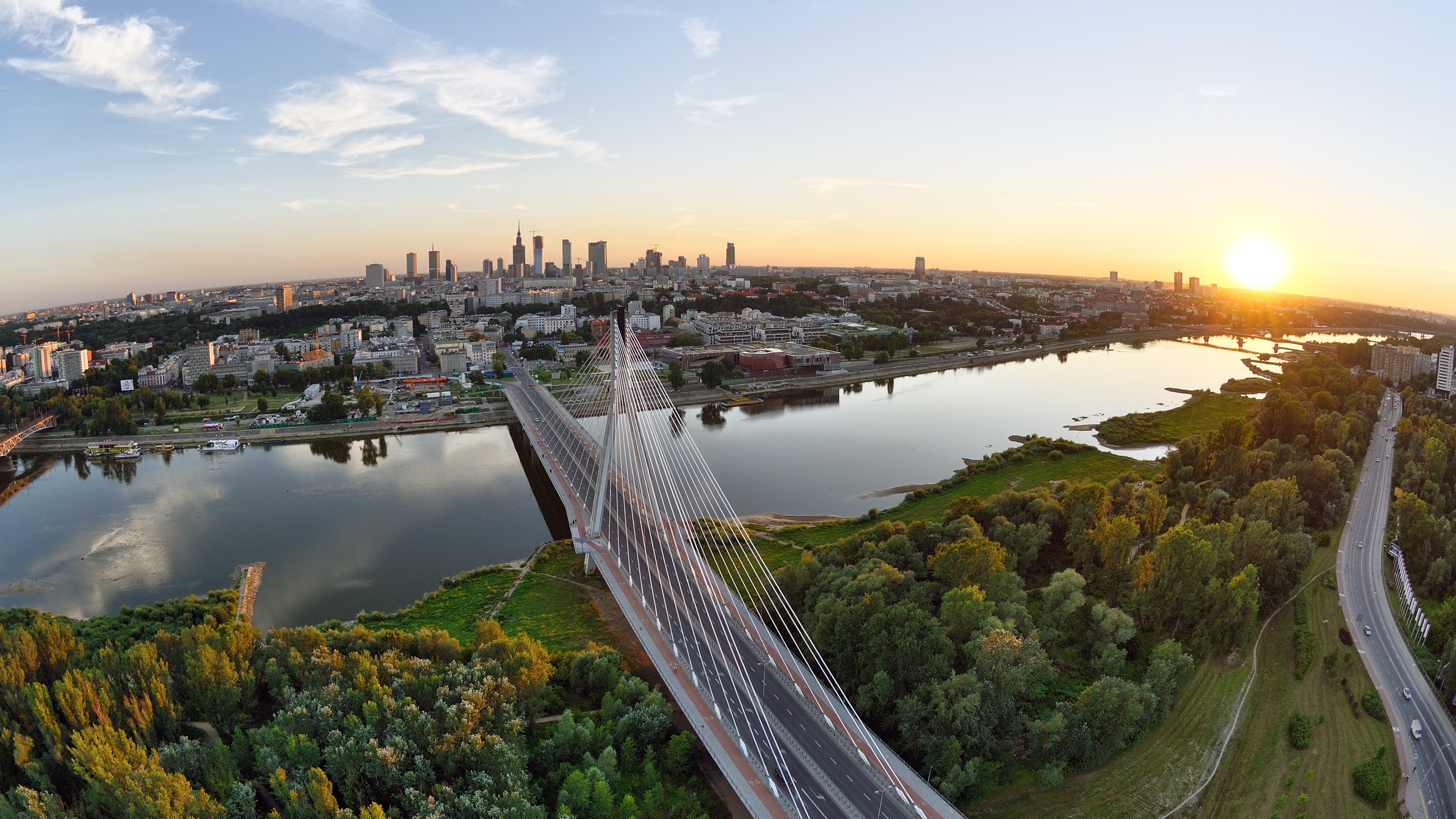 Wallpaper Poland, Warsaw, Vistula River, Swietokrzyski Bridge, Travel