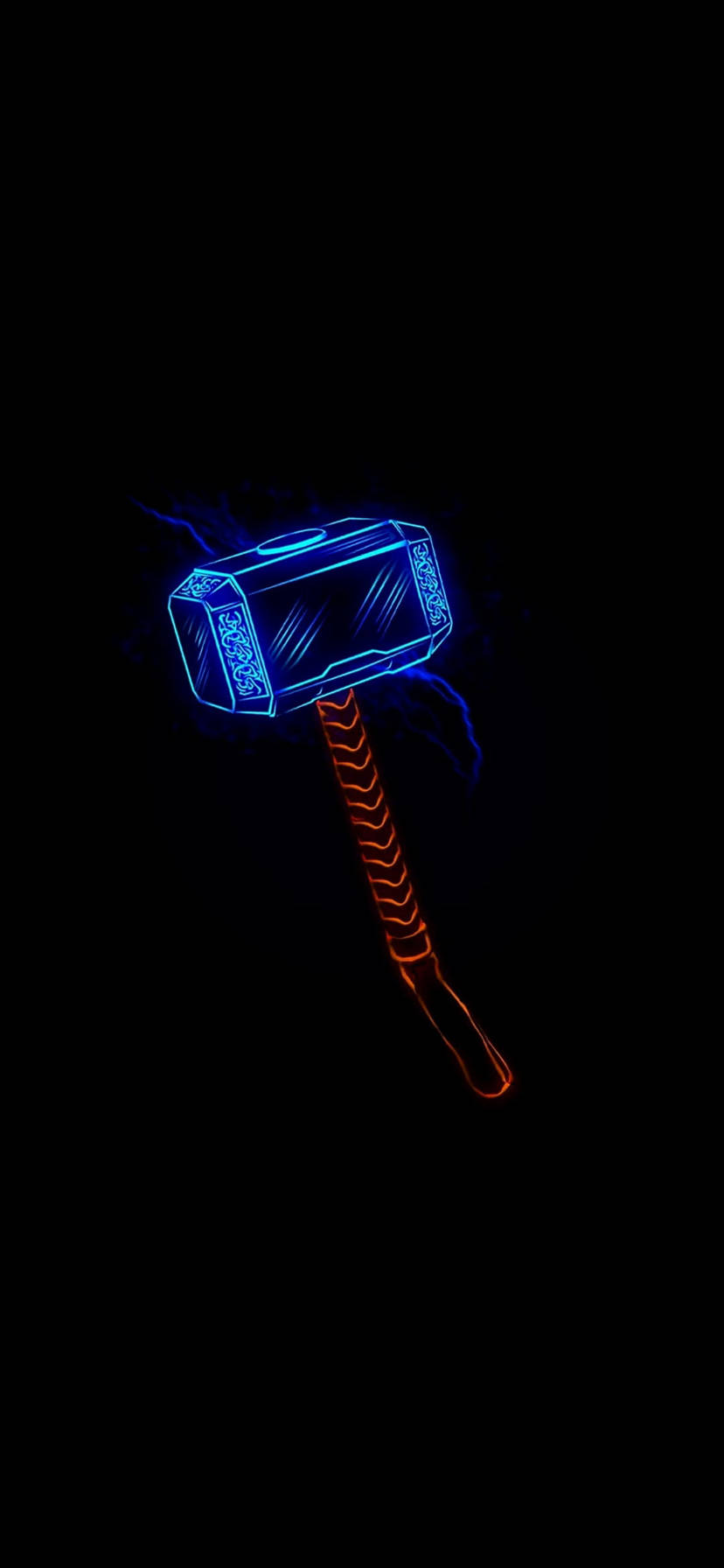 Download Neon Mjolnir Art Marvel iPhone XR Wallpaper