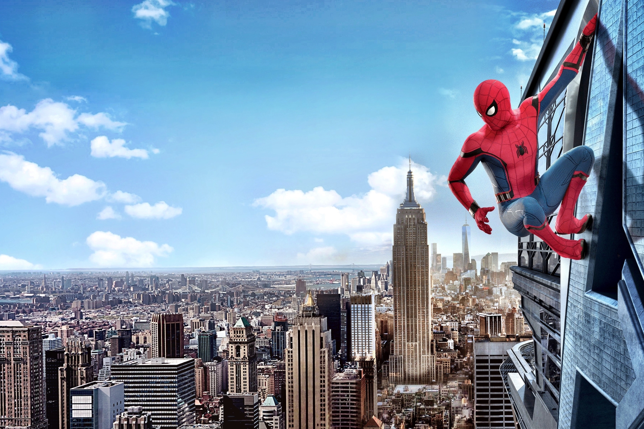HD desktop wallpaper: Spider Man, Building, New York, Empire State Building, Movie, Tom Holland, Spider Man: Homecoming download free picture