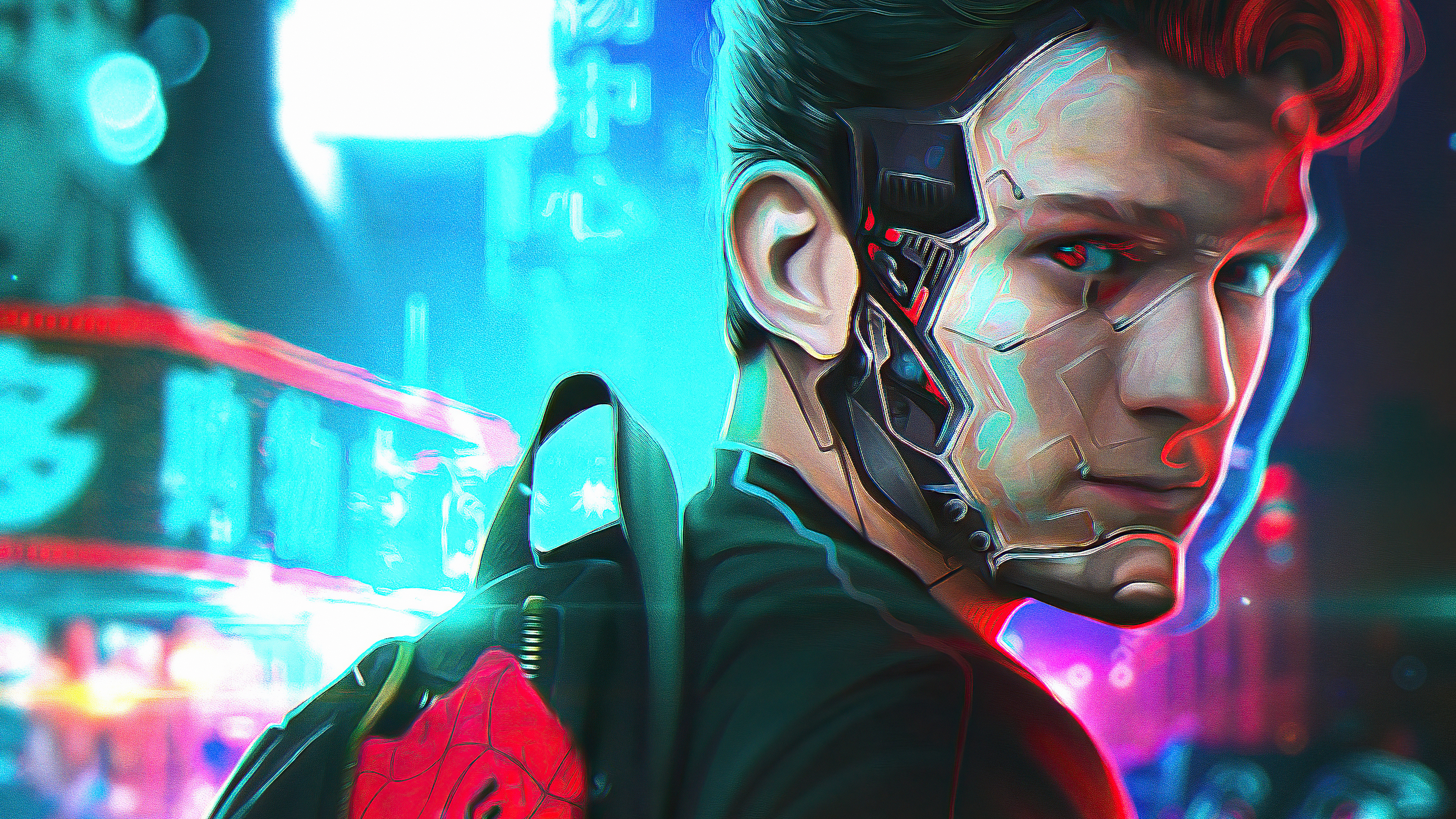 Tom Holland In Cyberpunk Style 4k
