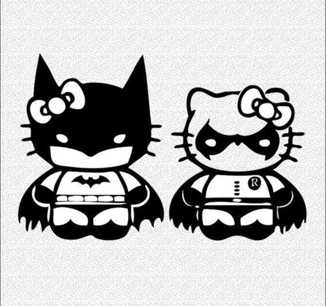 Hello Kitty Batman & Robin. Hello kitty drawing, Hello kitty art, Hello kitty tattoos