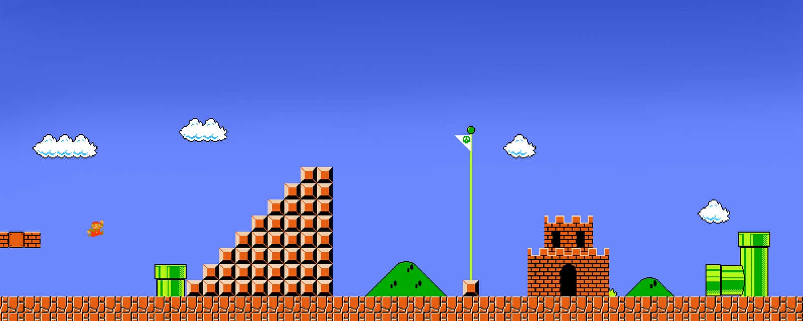 Download A Nintendo Mario Game With A Tower And A Castle Wallpaper
