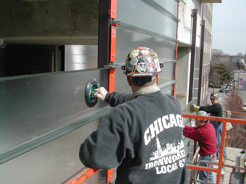 Ornamental Ironworkers Installing Channel Glass