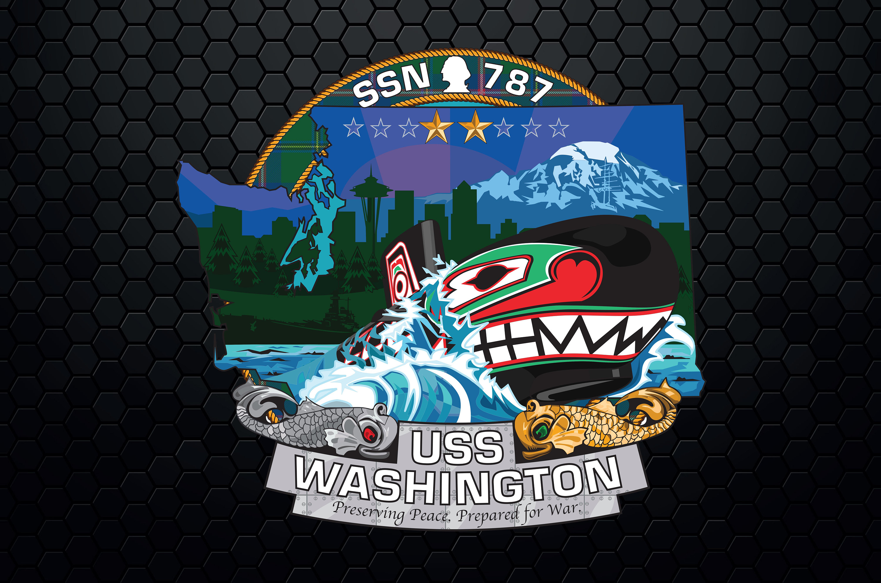 USS Washington SSN 787 Attack Submarine Patch Logo Decal