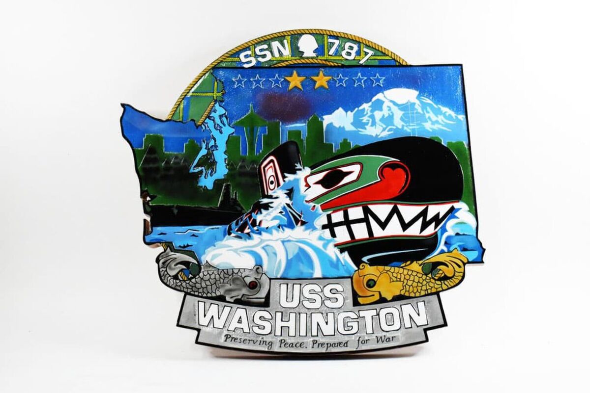 SSN 787 USS Washington Plaque, 14&;, Mahogany, Navy