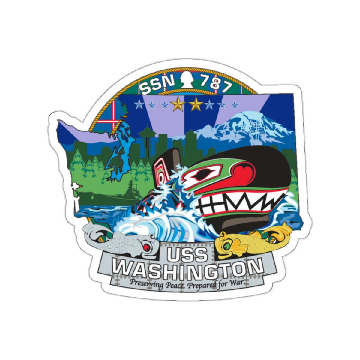 USS Washington SSN 787 (U.S. Navy) STICKER Vinyl Die Cut Decal