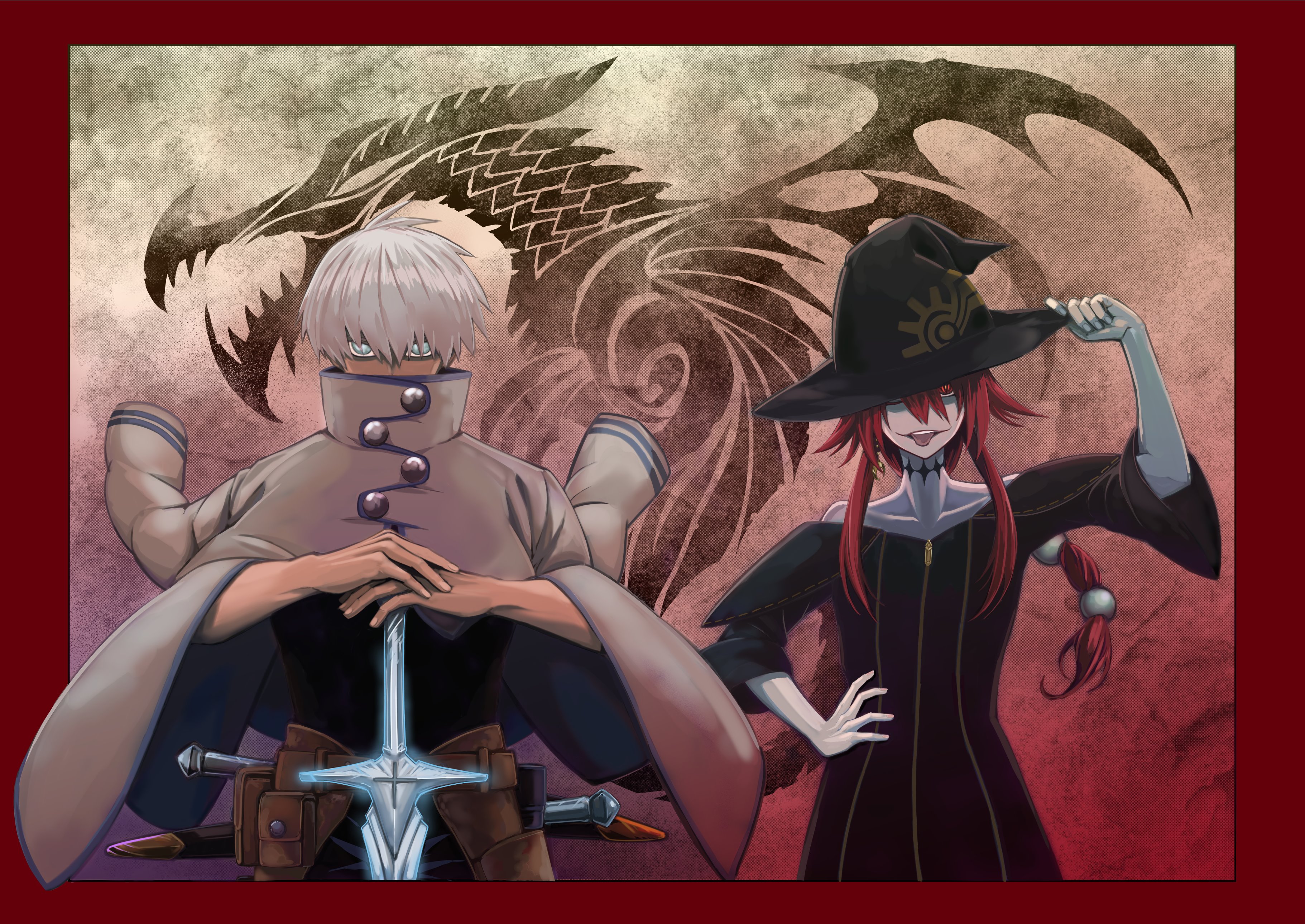 crimson and ragna (ragna crimson) drawn