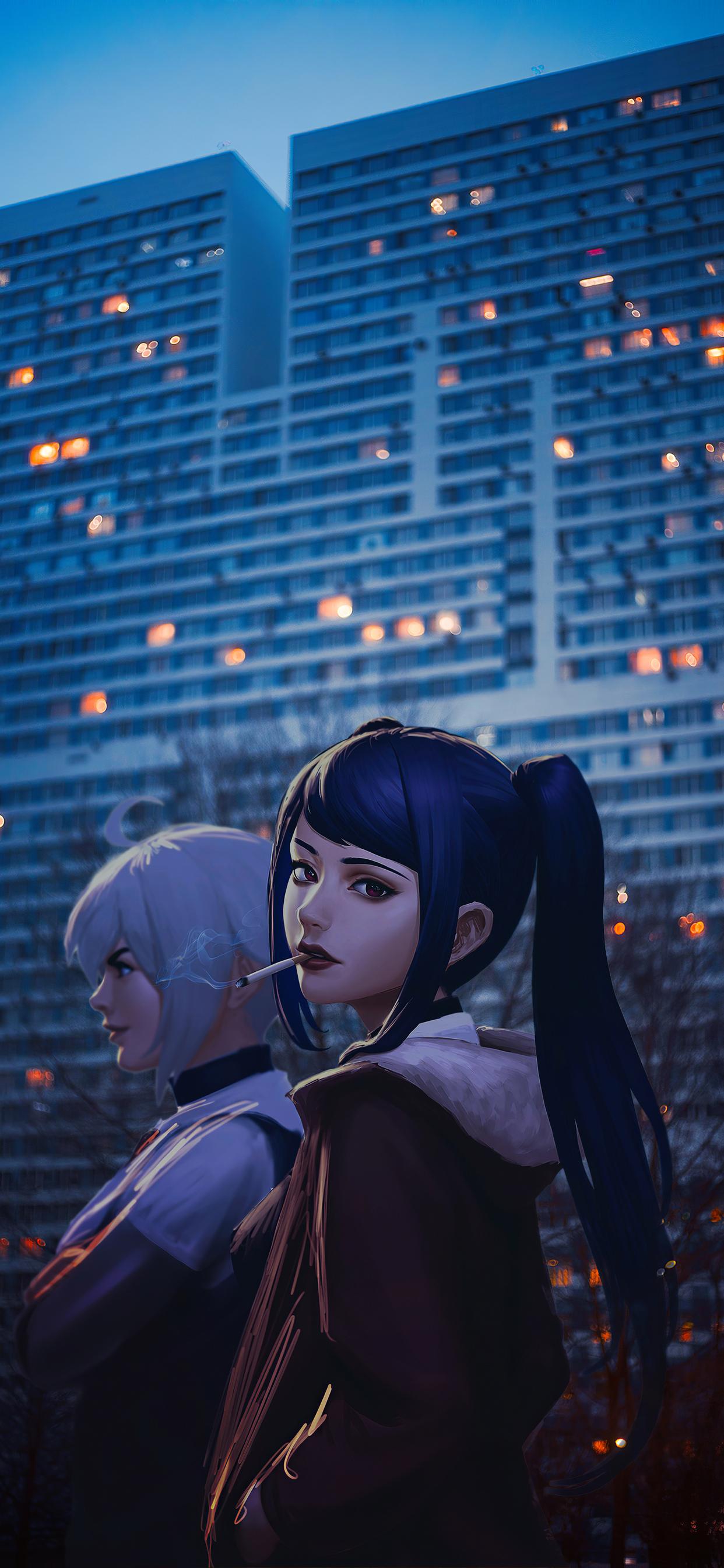 Anime Girls Cigarettes Evening 4k iPhone XS MAX HD 4k Wallpaper, Image, Background, Photo and Picture