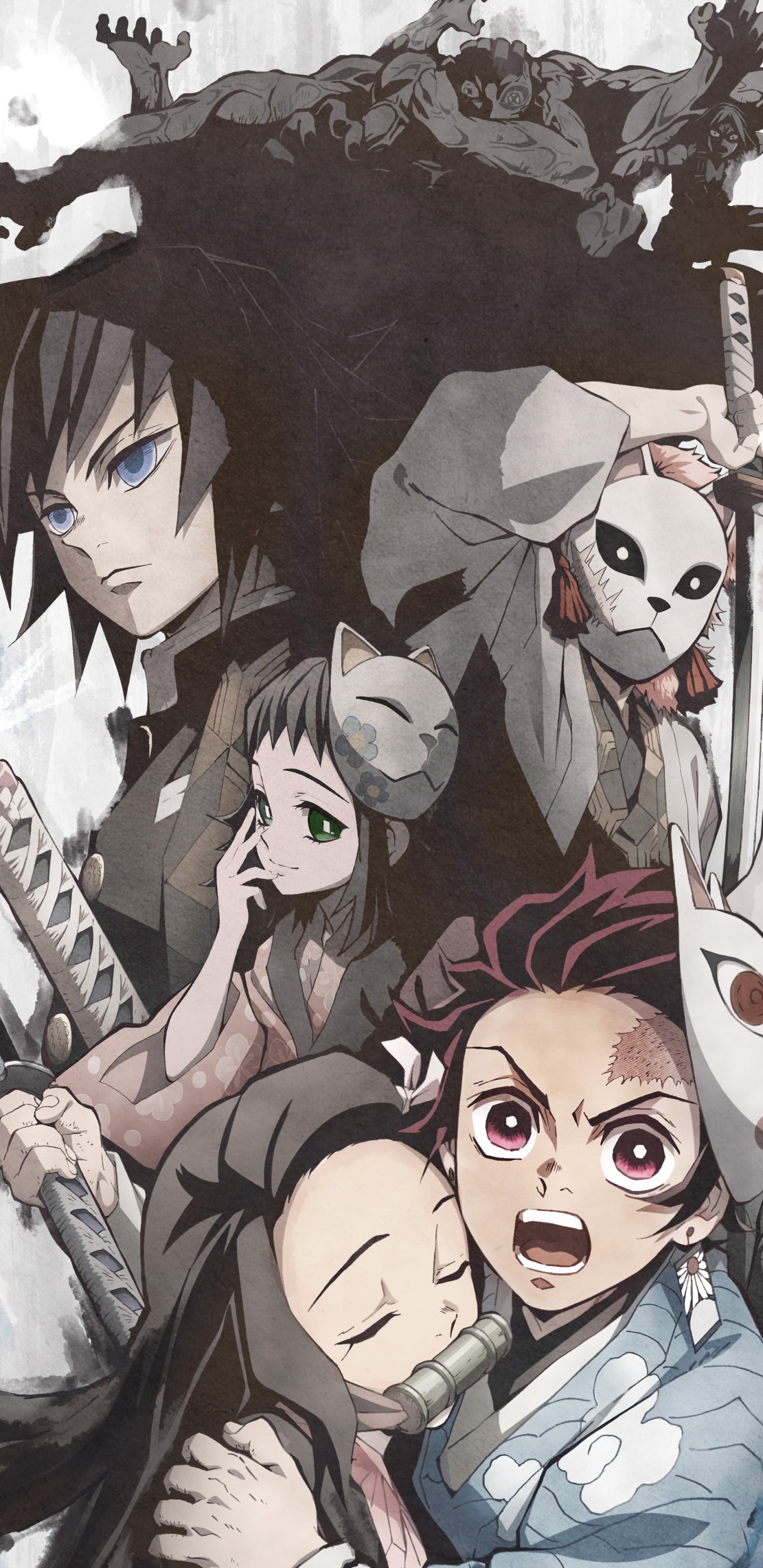 Mobile wallpaper: Anime, Nezuko Kamado, Demon Slayer: Kimetsu No Yaiba, Giyuu Tomioka, Tanjiro Kamado, 1332681 download the picture for free