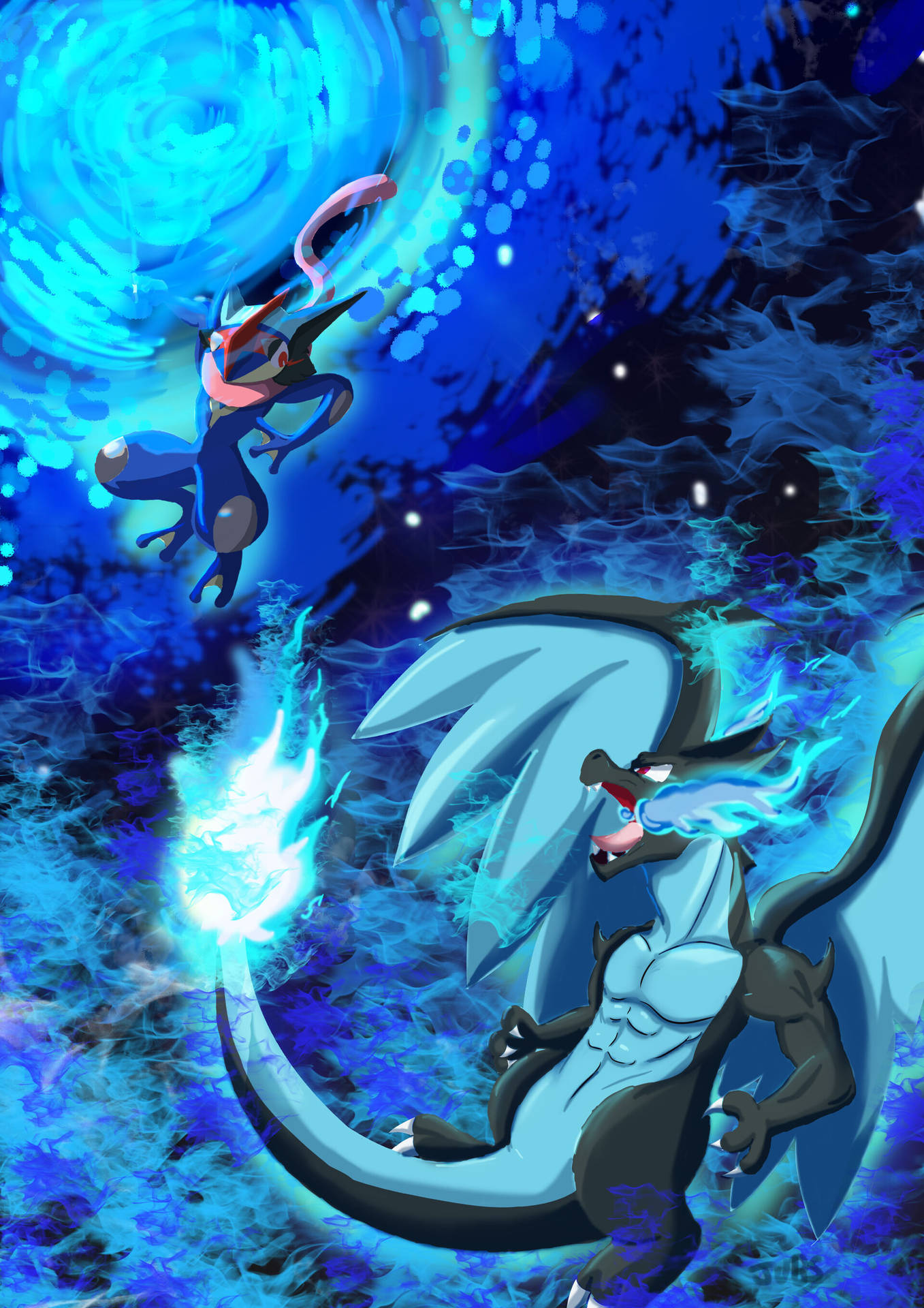 Download Greninja Vs Shiny Charizard Wallpaper