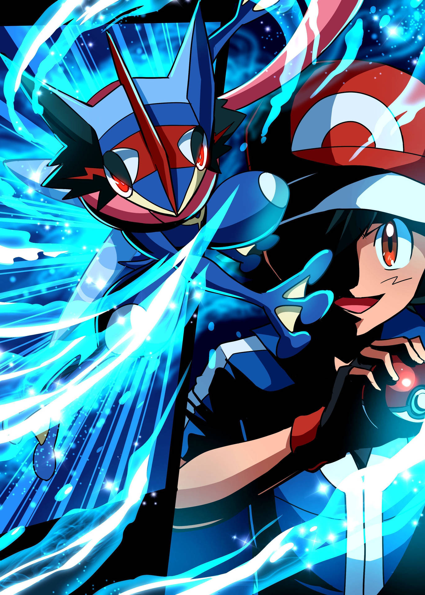 Download Ash And Greninja Fanart Wallpaper