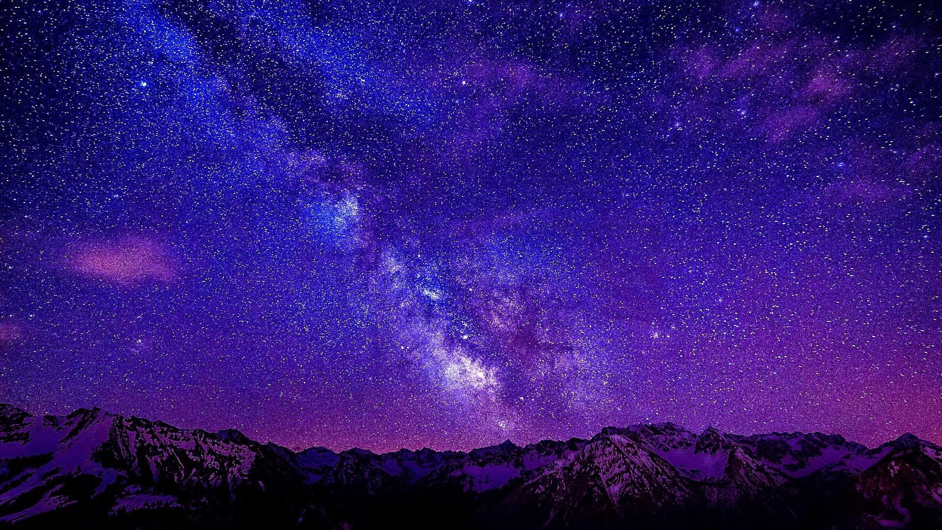 sky #purple #atmosphere #galaxy #night starry night starry sky night sky mountain range milky way. Purple galaxy wallpaper, Night sky wallpaper, Aesthetic galaxy