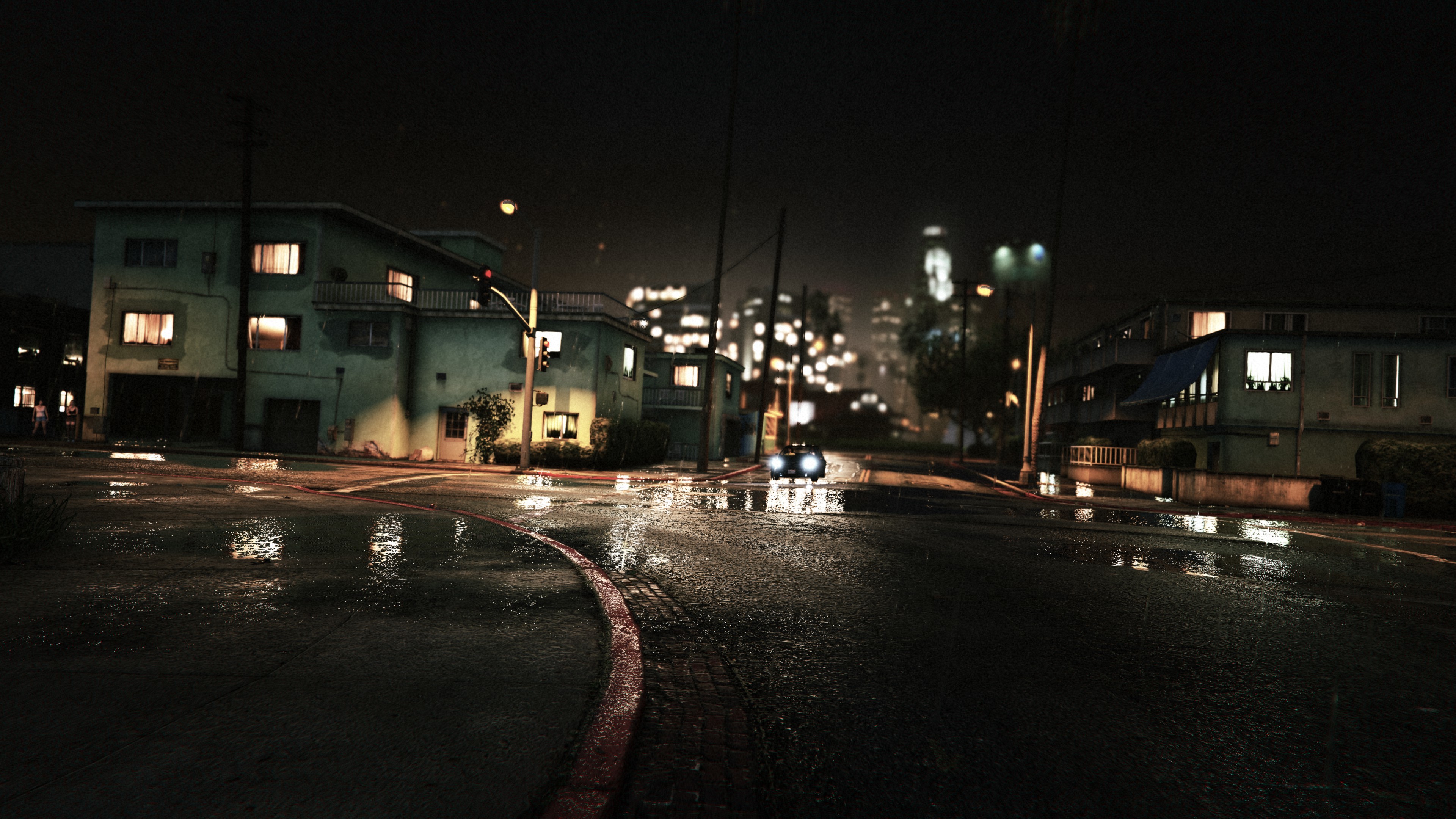 Download wallpaper car, Machine, Night, GTA V, grand theft auto v, The Saints, San Andres, Another Rainy, section games in resolution 3840x2160