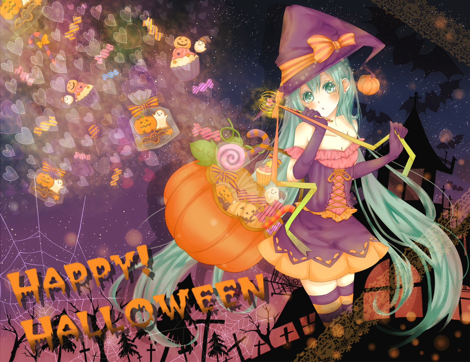 HD desktop wallpaper: Anime, Halloween, Vocaloid, Hatsune Miku download free picture