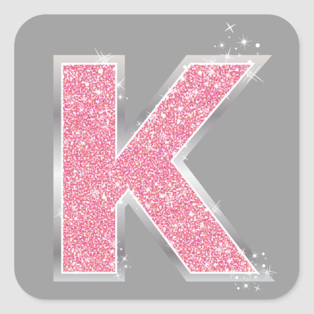 Pink Glitter letter K Square Sticker. Zazzle. Pink glitter wallpaper, Pink wallpaper iphone, Glitter letters