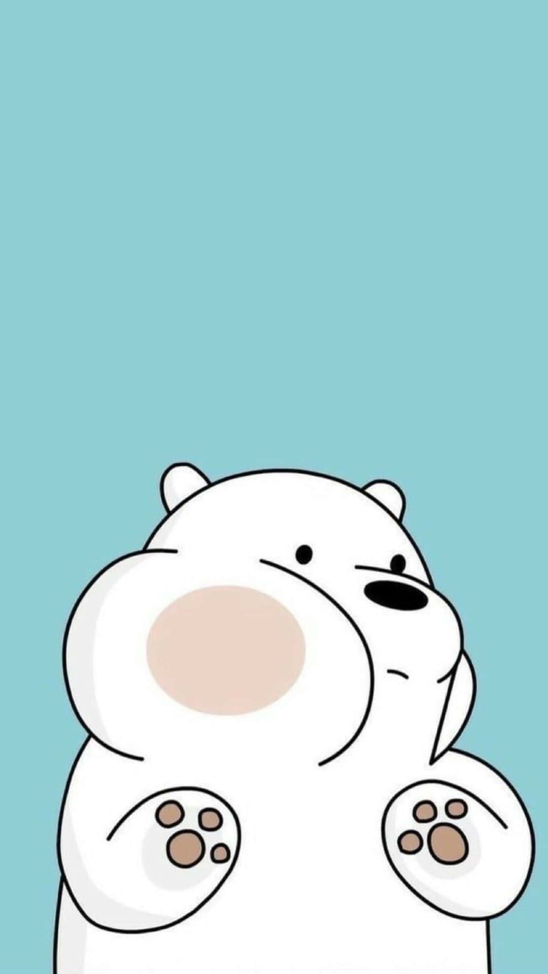 Download Adorable Cartoon Polar Bear Chilling on Iceberg Wallpaper