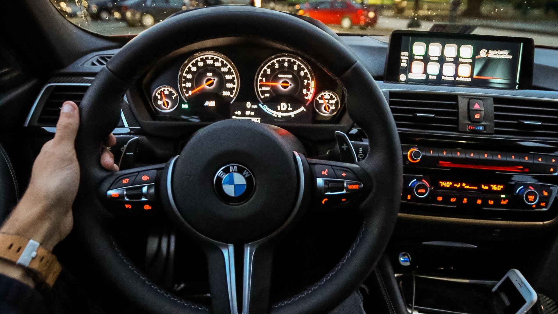 Person Holding Bmw Steering Wheel